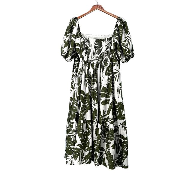 NEW Abercrombie & Fitch Emerson Linen-Blend Puff Sleeve Midi Dress XXLT - Picture 8 of 13